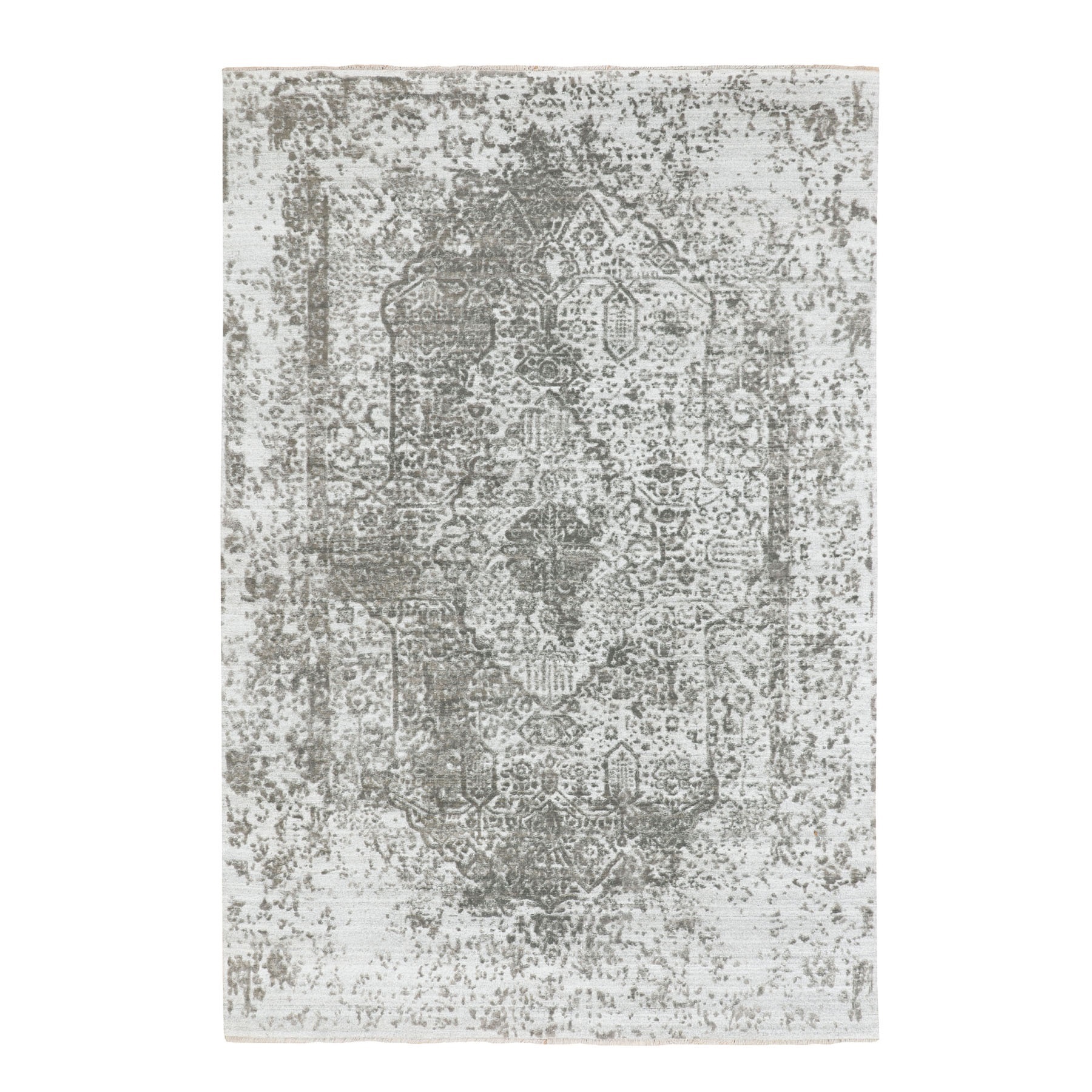 Transitional Silk Hand-Knotted Area Rug 6'0